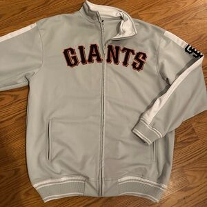 MLB Giants Gray and White Bomber Jacket